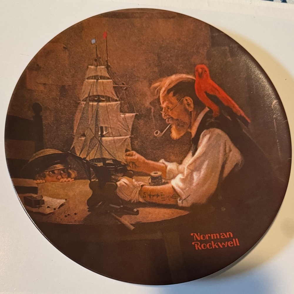 Norman Rockwell Decorative Plate with Ship and Parrot